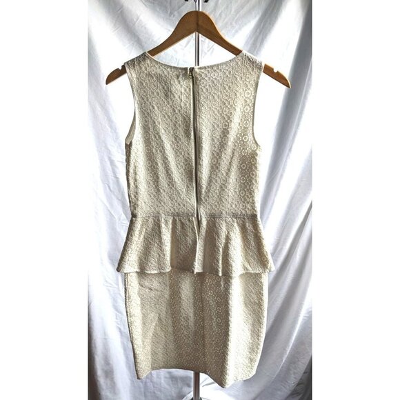 NWOT MAX STUDIO  White Cotton Lace Peplum Dress Mini Sleeveless Pencil Size 2 - Picture 6 of 6